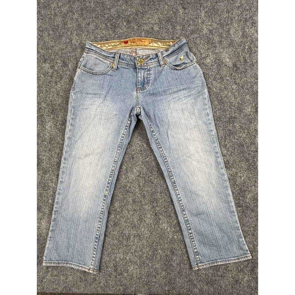 Apple Bottoms Light Wash Embroidered Denim Capri Jeans Women Size 3/4 Y2K NEW